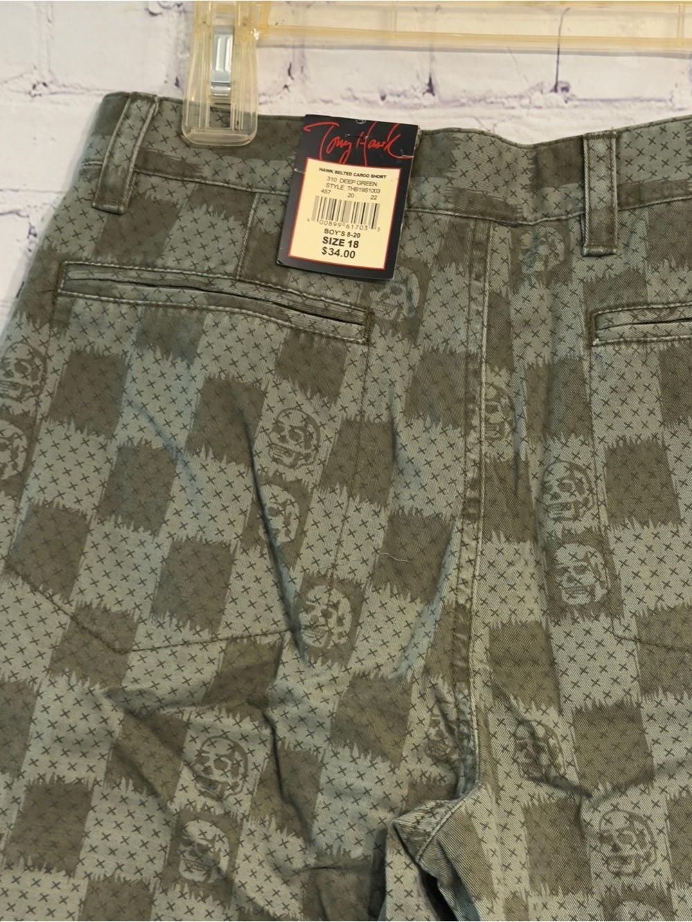 Tony Hawk Olive Green Checker Cargo Shorts - Picture 6 of 7